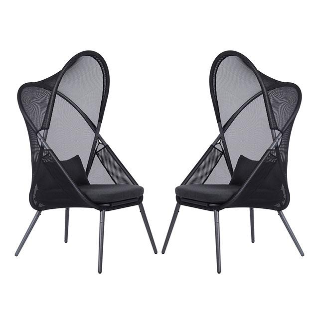 Alverta Foldable Chair Grey & Black (2/Ctn) - Inland Furniture (San Bernardino, CA)