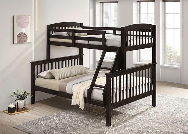 Brookings Twin/Full Bunk Bed White, Brown & Black - Inland Furniture (San Bernardino, CA)