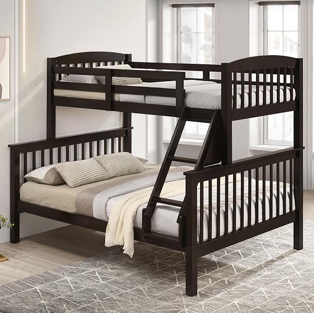 Brookings Twin/Full Bunk Bed White, Brown & Black - Inland Furniture (San Bernardino, CA)