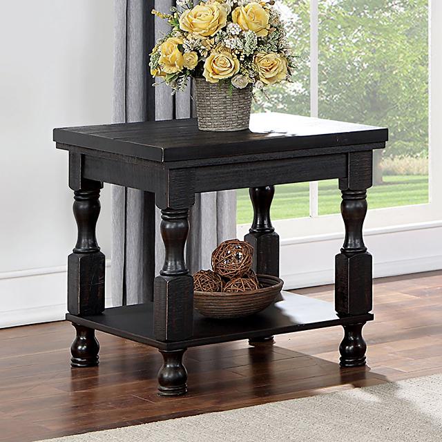 CALANDRA End Table, Antique Black - Inland Furniture (San Bernardino, CA)