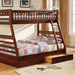 California II Cherry Twin/Full Bunk Bed w/ 2 Drawers Cherry, Walnut, Grey, &Oak - Inland Furniture (San Bernardino, CA)