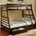 California II Cherry Twin/Full Bunk Bed w/ 2 Drawers Cherry, Walnut, Grey, &Oak - Inland Furniture (San Bernardino, CA)
