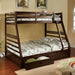 California II Cherry Twin/Full Bunk Bed w/ 2 Drawers Cherry, Walnut, Grey, &Oak - Inland Furniture (San Bernardino, CA)
