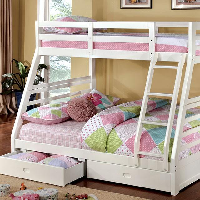 California II Cherry Twin/Full Bunk Bed w/ 2 Drawers Cherry, Walnut, Grey, &Oak - Inland Furniture (San Bernardino, CA)