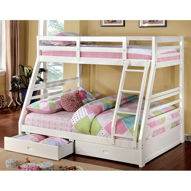 California II Cherry Twin/Full Bunk Bed w/ 2 Drawers Cherry, Walnut, Grey, &Oak - Inland Furniture (San Bernardino, CA)