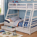 California III Wire-Brushed White Twin/Full Bunk Bed w/ 2 Drawers - Inland Furniture (San Bernardino, CA)