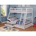 California III Wire-Brushed White Twin/Full Bunk Bed w/ 2 Drawers - Inland Furniture (San Bernardino, CA)
