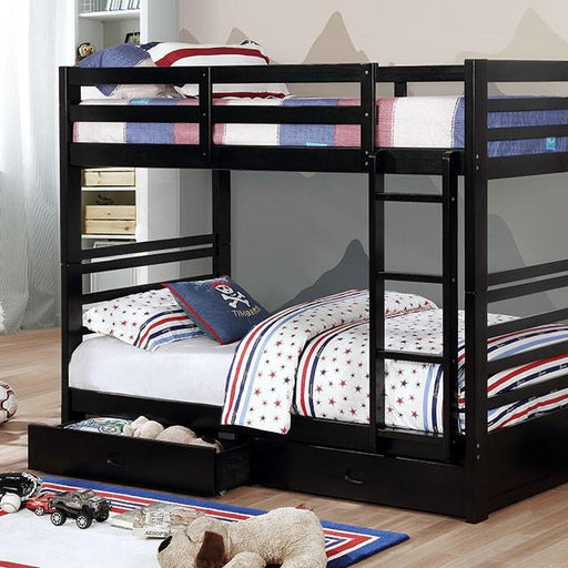 California Iv Black, Walnut, Gray, & White Twin/Twin Bunk Bed - Inland Furniture (San Bernardino, CA)