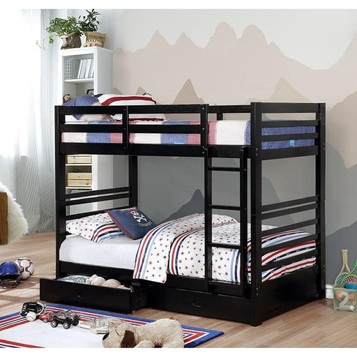 California Iv Black, Walnut, Gray, & White Twin/Twin Bunk Bed - Inland Furniture (San Bernardino, CA)