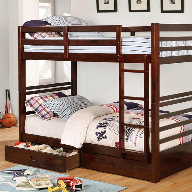 California Iv Black, Walnut, Gray, & White Twin/Twin Bunk Bed - Inland Furniture (San Bernardino, CA)