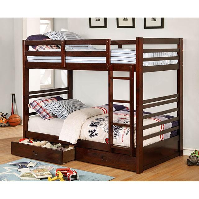California Iv Black, Walnut, Gray, & White Twin/Twin Bunk Bed - Inland Furniture (San Bernardino, CA)