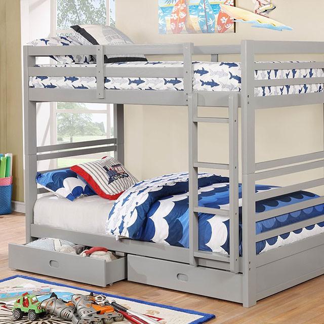 California Iv Black, Walnut, Gray, & White Twin/Twin Bunk Bed - Inland Furniture (San Bernardino, CA)