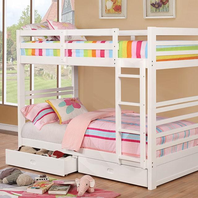 California Iv Black, Walnut, Gray, & White Twin/Twin Bunk Bed - Inland Furniture (San Bernardino, CA)