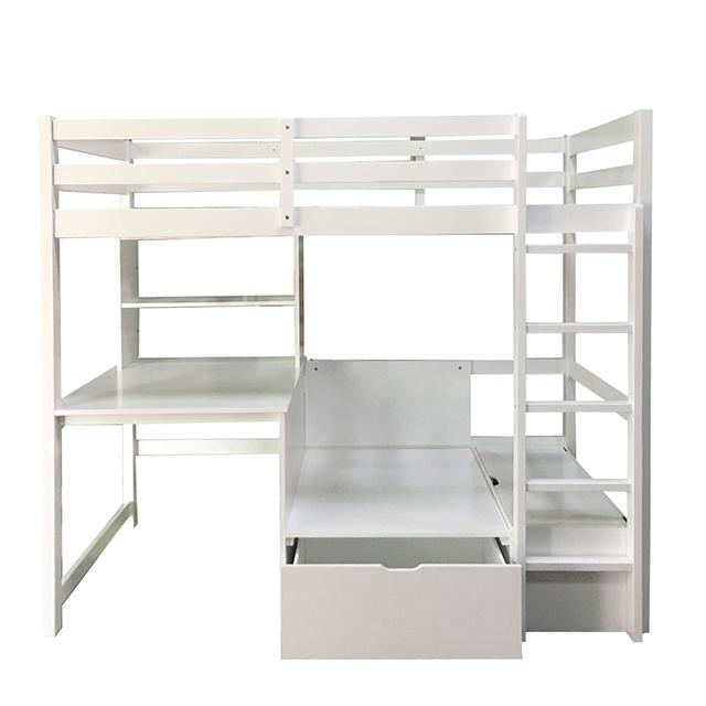 CALLISTUS Twin Workstation Loft Bed, White & Gray - Inland Furniture (San Bernardino, CA)