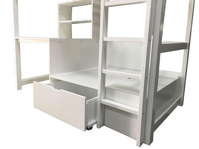 CALLISTUS Twin Workstation Loft Bed, White & Gray - Inland Furniture (San Bernardino, CA)