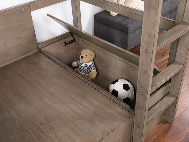CALLISTUS Twin Workstation Loft Bed, White & Gray - Inland Furniture (San Bernardino, CA)