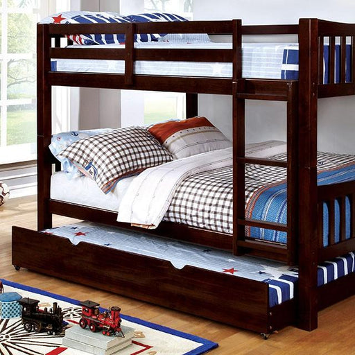 Cameron Dark Walnut, White & Gray Full/Full Bunk Bed - Inland Furniture (San Bernardino, CA)