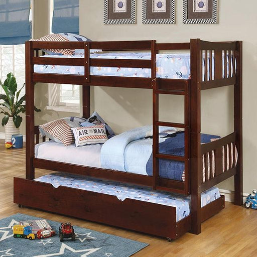 Cameron Dark Walnut, White & Gray Full/Full Bunk Bed - Inland Furniture (San Bernardino, CA)