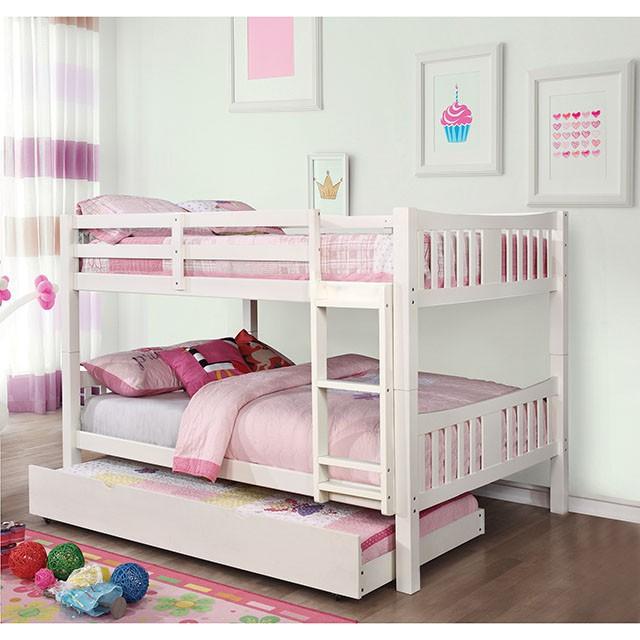 Cameron Dark Walnut, White & Gray Full/Full Bunk Bed - Inland Furniture (San Bernardino, CA)