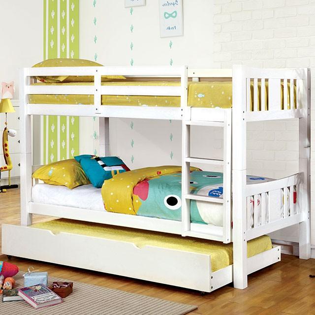 Cameron Dark Walnut, White & Gray Full/Full Bunk Bed - Inland Furniture (San Bernardino, CA)