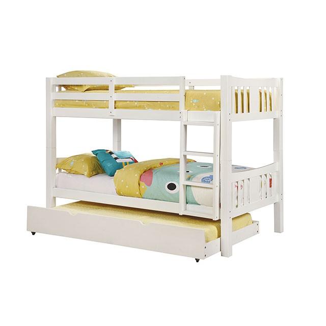Cameron Dark Walnut, White & Gray Full/Full Bunk Bed - Inland Furniture (San Bernardino, CA)