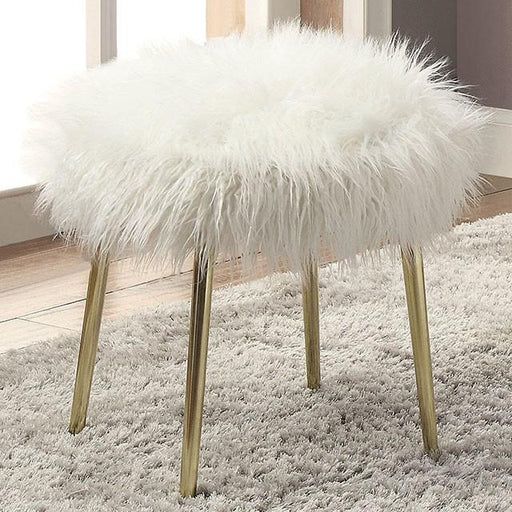 Caoimhe White/Gold Ottoman - Inland Furniture (San Bernardino, CA)