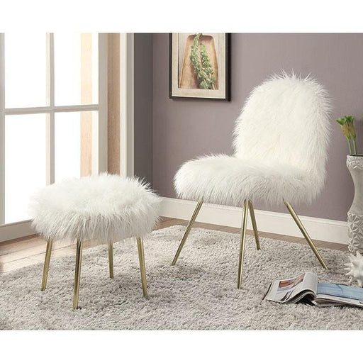 Caoimhe White/Gold Ottoman - Inland Furniture (San Bernardino, CA)