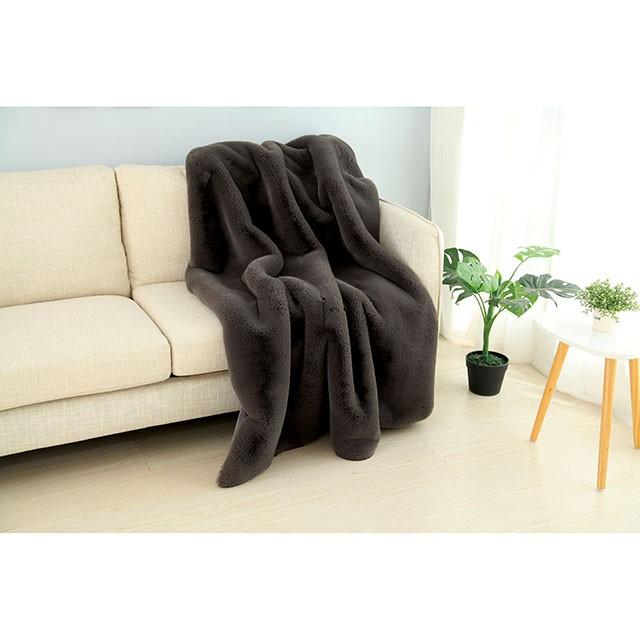 Caparica Charcoal Throw, Silver - Inland Furniture (San Bernardino, CA)