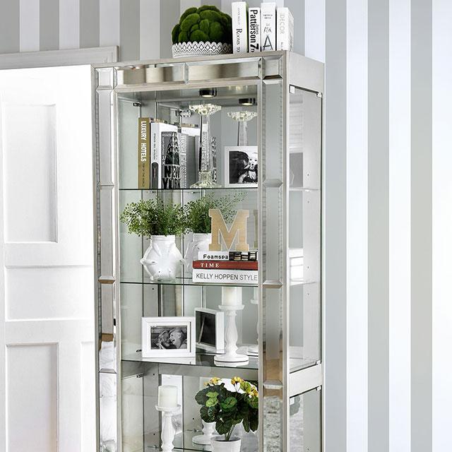 Carrollton Chrome Curio Cabinet - Inland Furniture (San Bernardino, CA)