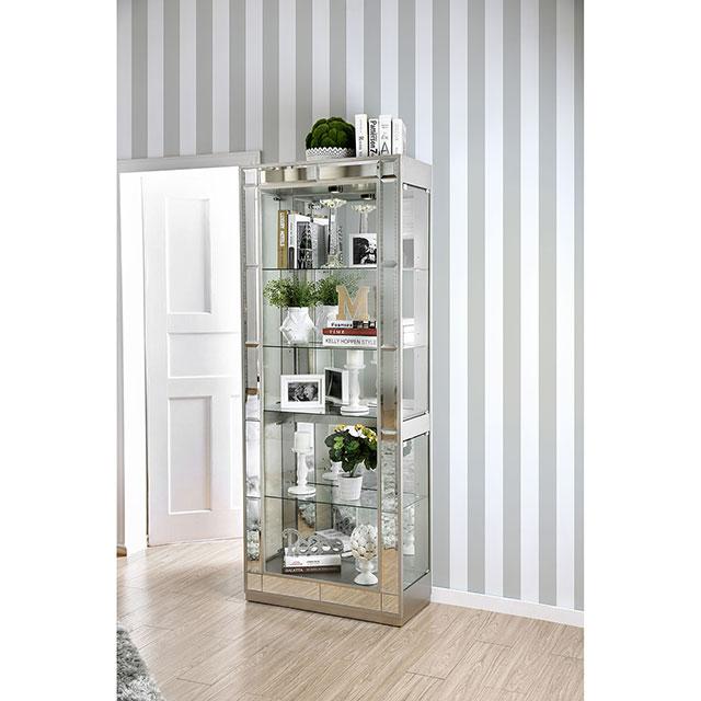 Carrollton Chrome Curio Cabinet - Inland Furniture (San Bernardino, CA)
