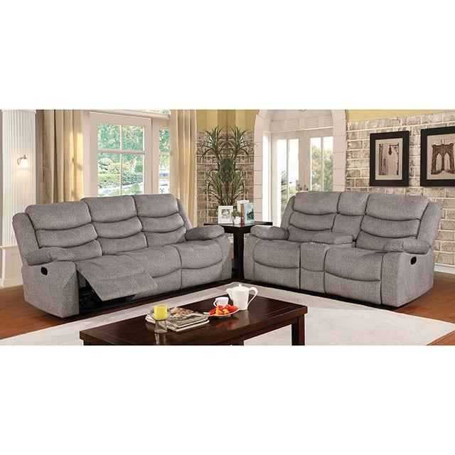Castleford Light Gray Console Love Seat - Inland Furniture (San Bernardino, CA)