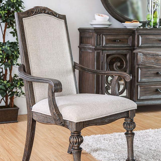 ARCADIA Rustic Natural Tone/ Ivory Arm Chair (2/CTN) - Inland Furniture (San Bernardino, CA)