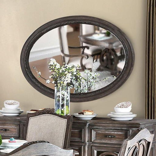 ARCADIA Rustic Natural Tone Mirror, Oval - Inland Furniture (San Bernardino, CA)