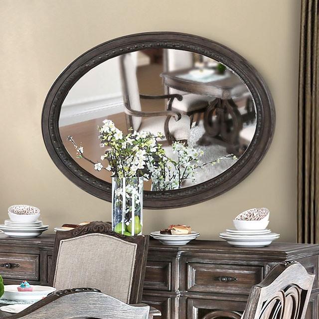 ARCADIA Rustic Natural Tone Mirror, Oval - Inland Furniture (San Bernardino, CA)
