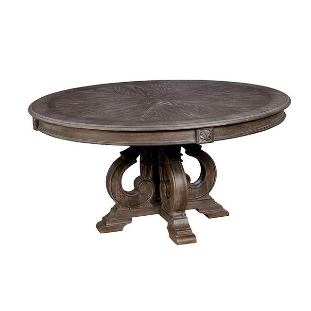 Arcadia Rustic Natural Tone Round Dining Table - Inland Furniture (San Bernardino, CA)