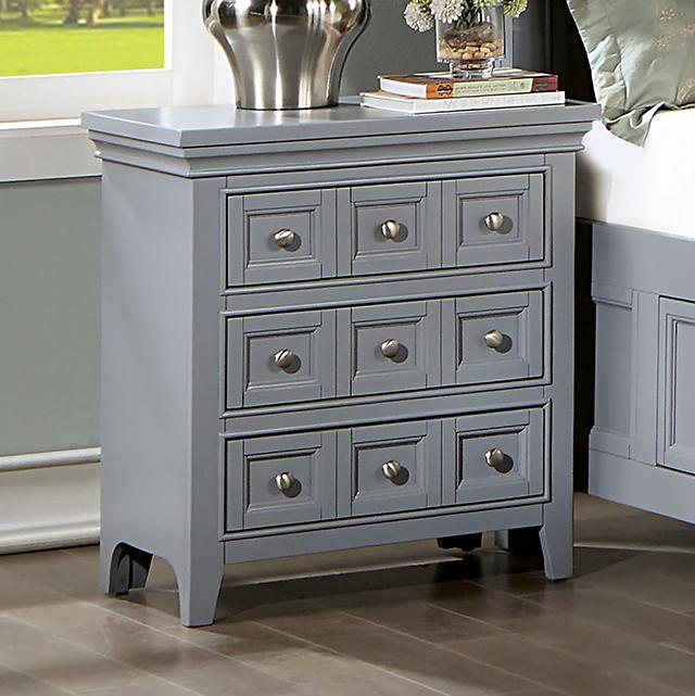 CASTLILE Night Stand w/ USB, Gray - Inland Furniture (San Bernardino, CA)