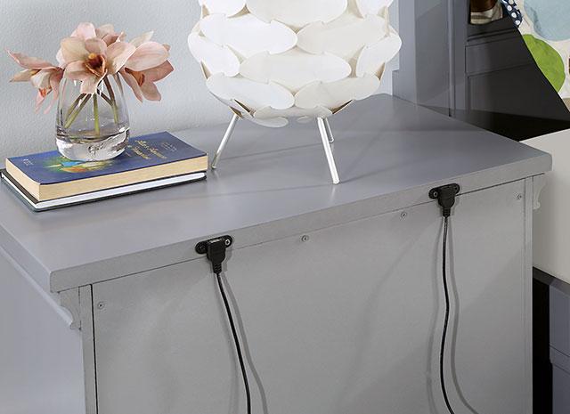 CASTLILE Night Stand w/ USB, Gray - Inland Furniture (San Bernardino, CA)