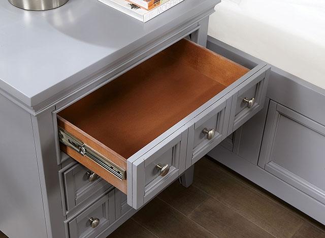 CASTLILE Night Stand w/ USB, Gray - Inland Furniture (San Bernardino, CA)