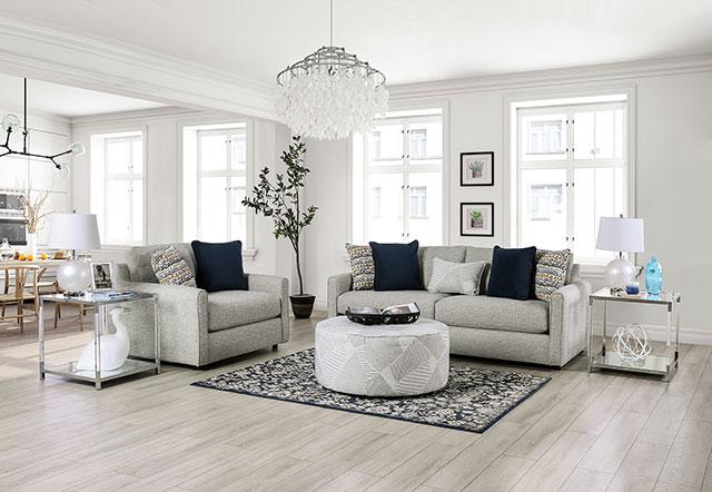 CHANCERY Ottoman, Gray/Navy - Inland Furniture (San Bernardino, CA)
