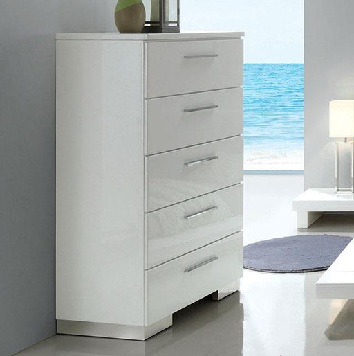Christie Glossy White Chest - Inland Furniture (San Bernardino, CA)