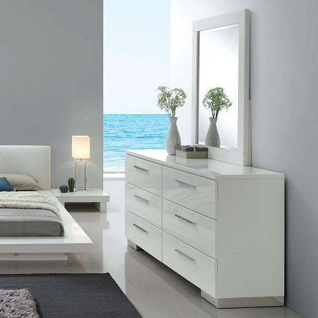 Christie Glossy White Dresser - Inland Furniture (San Bernardino, CA)
