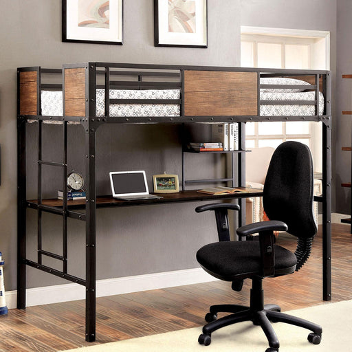 CLAPTON Black Twin Bed w/ Workstation - Inland Furniture (San Bernardino, CA)