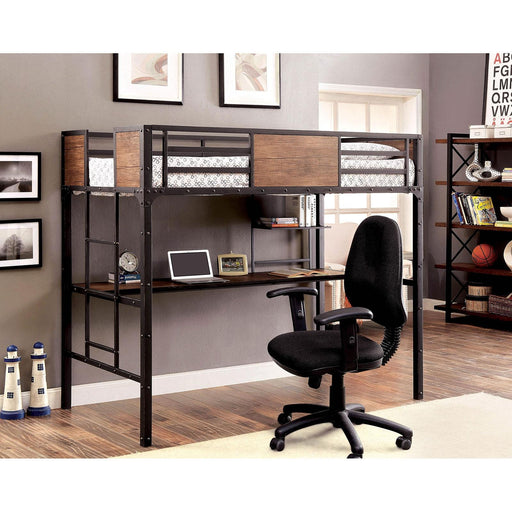 CLAPTON Black Twin Bed w/ Workstation - Inland Furniture (San Bernardino, CA)