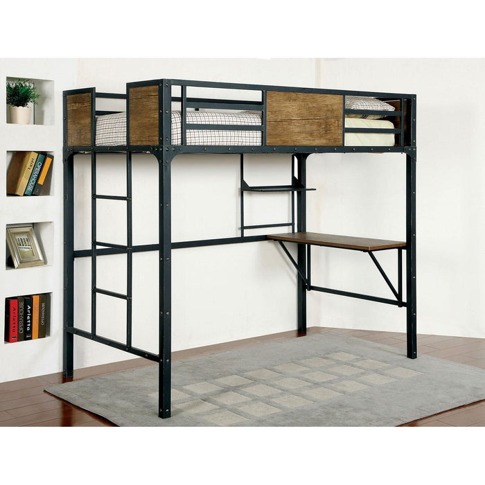 CLAPTON Black Twin Bed w/ Workstation - Inland Furniture (San Bernardino, CA)