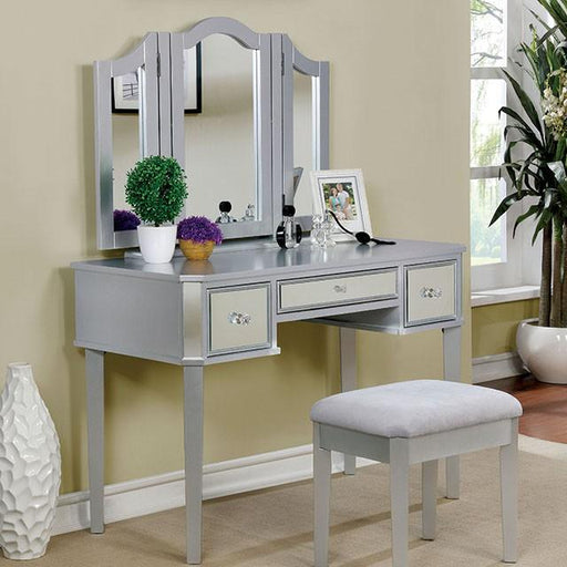 CLARISSE Silver Vanity w/ Stool - Inland Furniture (San Bernardino, CA)
