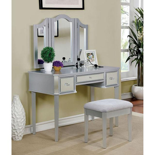 CLARISSE Silver Vanity w/ Stool - Inland Furniture (San Bernardino, CA)