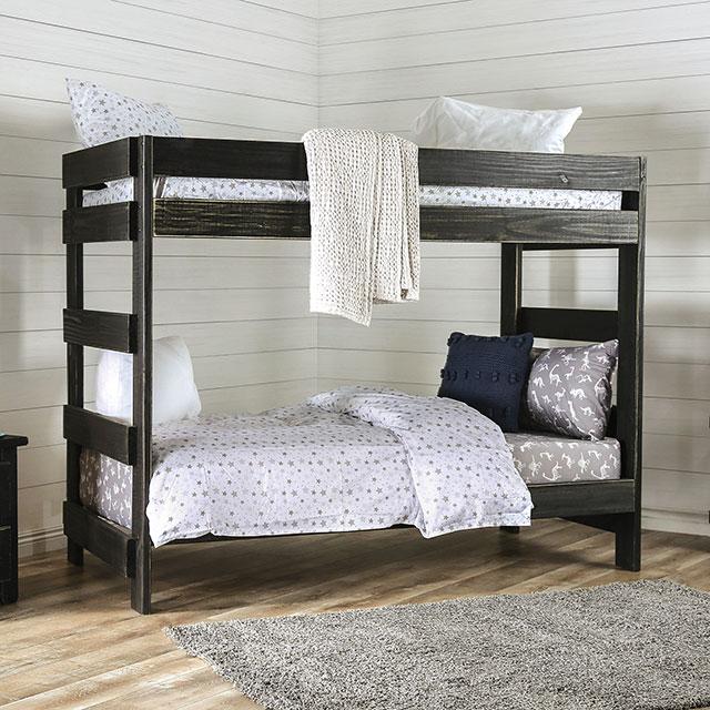 Arlette Twin/Twin Bunk Bed Brown, Black, Gray, & White - Inland Furniture (San Bernardino, CA)