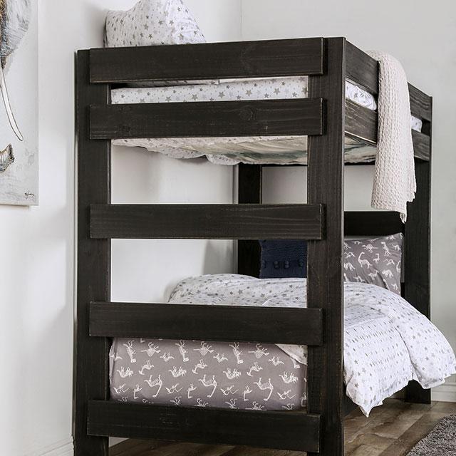 Arlette Twin/Twin Bunk Bed Brown, Black, Gray, & White - Inland Furniture (San Bernardino, CA)
