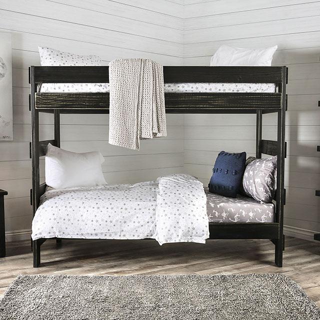 Arlette Twin/Twin Bunk Bed Brown, Black, Gray, & White - Inland Furniture (San Bernardino, CA)