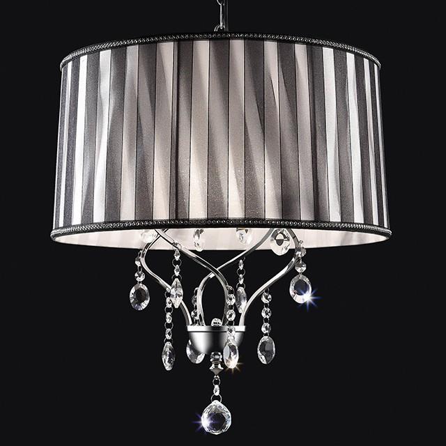Arya Black/Chrome Ceiling Lamp, Hanging Crystal - Inland Furniture (San Bernardino, CA)